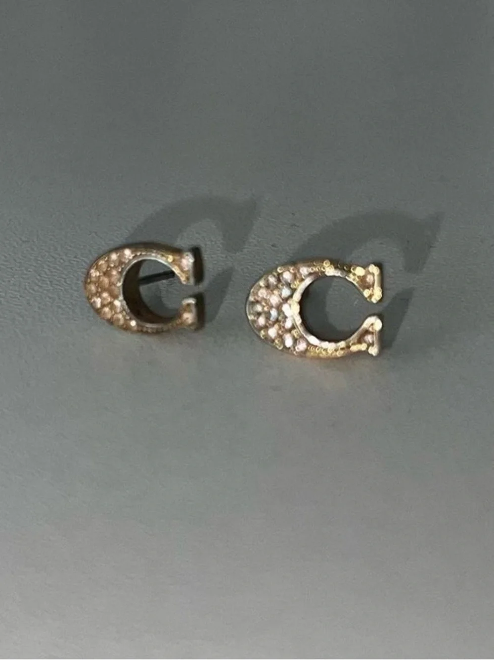 Coach Gold Crystal 'C' Stud Earrings - Picture 2 of 4